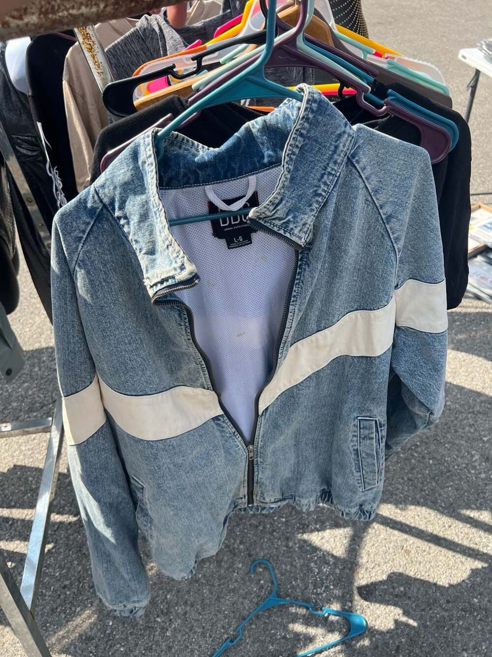BDG Denim Track Jacket Size L Acid Wash Full Zip